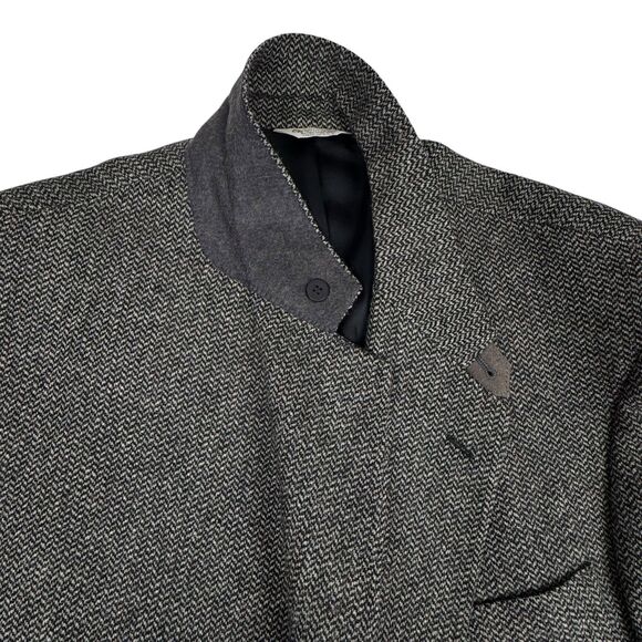 VTG Hunt Valley Mens 48R Wool Herringbone Tweed Blazer Elbow Patch Sport Coat - Picture 5 of 16
